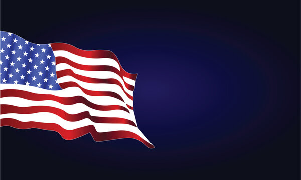 Flag Day Text With Usa Flag And Blue Radial Background Design