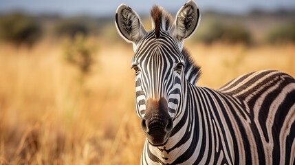 Fototapeta na wymiar Zebra in the grass nature habitat, National Park of Kenya. Wildlife scene from nature, Africa