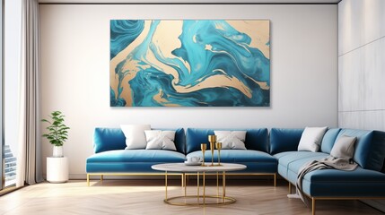 Abstract ocean. Natural Luxury. Style incorporates the swirls of marble or the ripples of agate. Very beautiful blue paint with the addition of gold powder