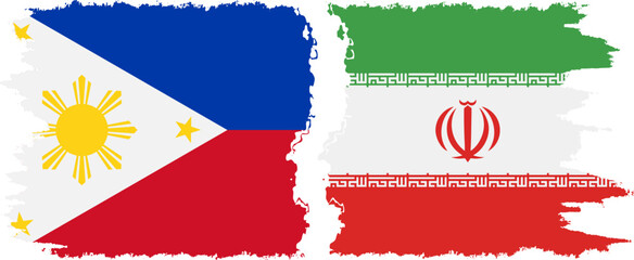 Iran and Philippines grunge flags connection vector