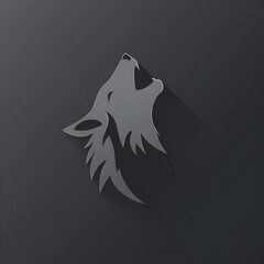 A logo illustration of a majestic wolf baying at the moon. Created with generative AI.