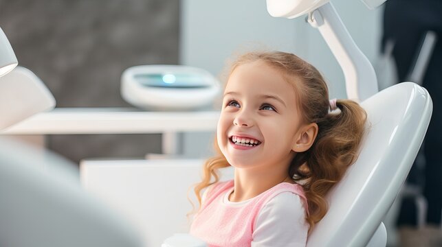 Children's dentistry. Live funny photo of a laughing child at the dentist's appointment