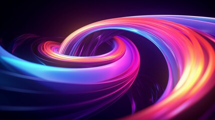 Colorful swirl elements with neon led illumination. Abstract futuristic background