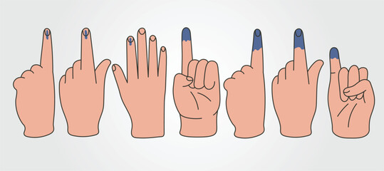 set of election ink mark vector illustration design. ink mark on hand after vote design - obrazy, fototapety, plakaty