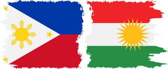 Kurdistan and Philippines grunge flags connection vector