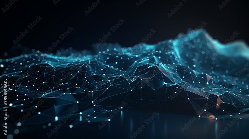 Canvas Prints data technology abstract futuristic illustration . low poly shape with connecting dots and lines on 