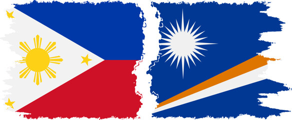 Marshall Islands and Philippines grunge flags connection vector