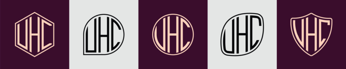 Creative simple Initial Monogram UHC Logo Designs.