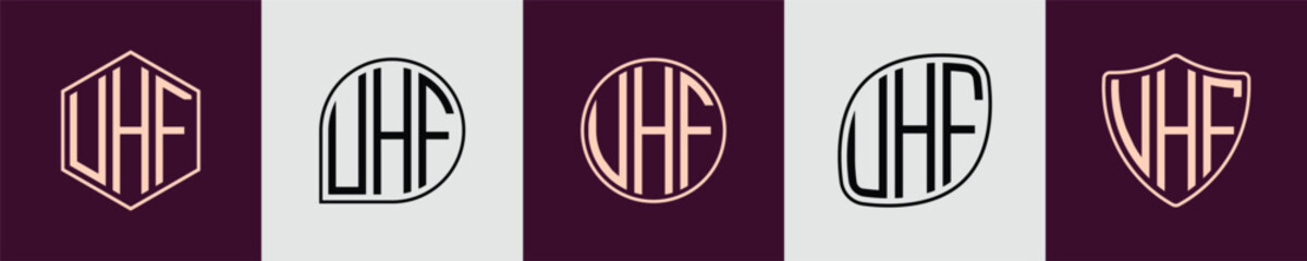 Creative simple Initial Monogram UHF Logo Designs.