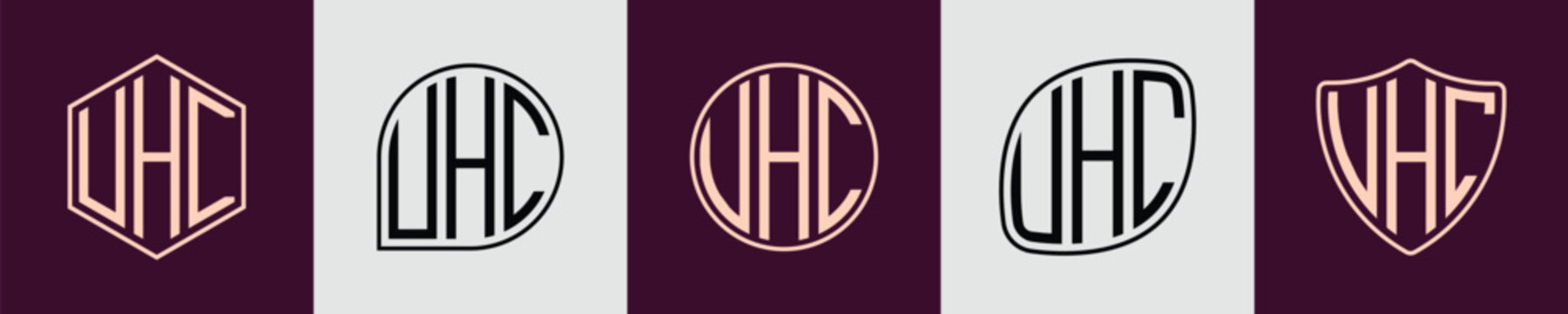 Creative simple Initial Monogram UHC Logo Designs.