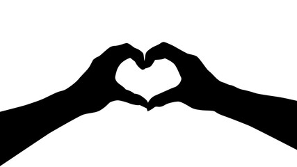 Obraz premium ハートを作る手シルエット