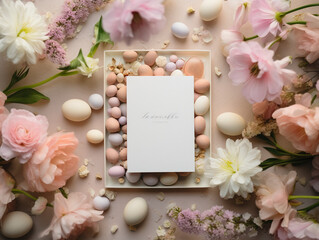 Naklejka na ściany i meble easter card with eggs and flowers
