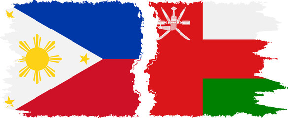 Oman and Philippines grunge flags connection vector
