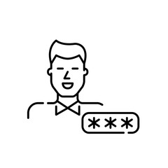 Smiling male user and passwords symbols. Pixel perfect icon
