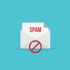 Spamming mailbox icon. Email hacking and spam warning symbol. EPS10 Vector Illustration.	