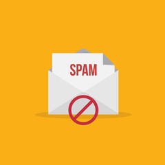 Spamming mailbox icon. Email hacking and spam warning symbol.	