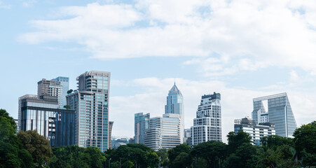 Fototapeta na wymiar Cityscape view at Lumphini park Bangkok Thailand