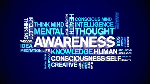 Awareness animated tag word cloud;text design animation kinetic typography seamless loop.