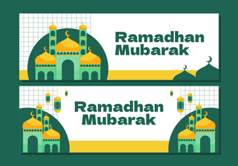 Flat design ramadan islamic banner template