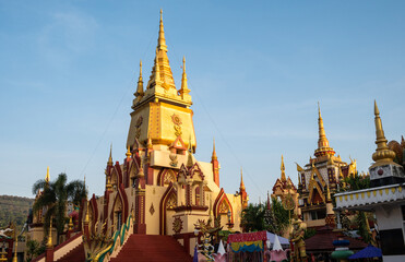 Beautiful pagoda in Wat Huai Sai Khao one of the most iconic style in Phan District of Chiang Rai province of Thailand.