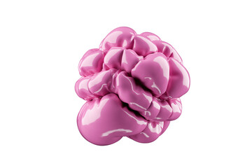 inflated 3d abstract glossy scratched pink object