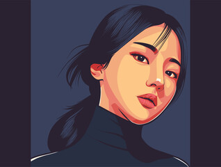 Portrait of a beautiful woman vector.  Avatar for social network.  Vector flat illustration