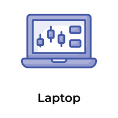 Stock market, trading dashboard icon, vector of laptop in modern style