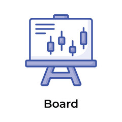 Candlestick chart on board denoting concept icon of business presentation