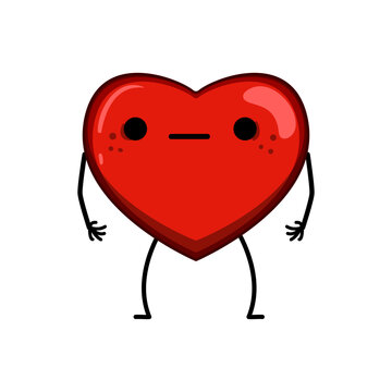 retro heart character cartoon vector illustration