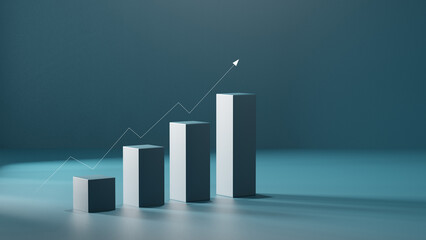 Stock chart bar growth up success idea concept on dark background. business idea concept. - obrazy, fototapety, plakaty