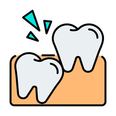 Impacted tooth. Dental icon set - Colorline Icon