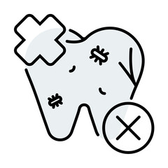 Bad Teeth. Dental icon set - Colorline Icon