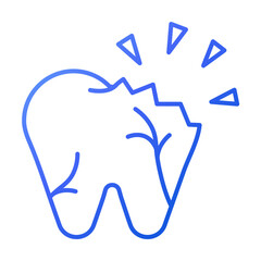 Broken tooth. Dental icon set - gradient Icon
