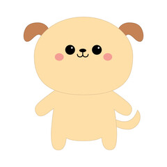 Dog puppy standing icon. Cute cartoon kawaii pet baby animal character. Funny baby. Round face. Sticker print. Love greeting card. Happy Valentines day. Flat design. White background. Isolated.