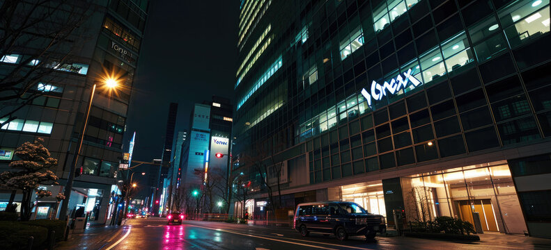 Yonex Headquarters: A Tokyo Nighttime Landmark
