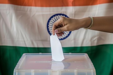 Civic duty at Indian ballot box - obrazy, fototapety, plakaty