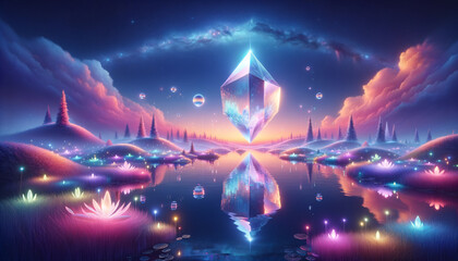 Twilight Prism: Surreal Serenity with Radiant Light