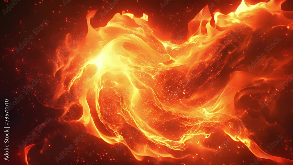 Wall mural fiery hues and dynamic shapes create a stunning visual display in this abstract fire dance full of g