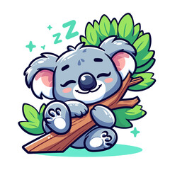 Cartoon character sleeping koala, flat colors