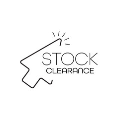 Stock clearance text on white background