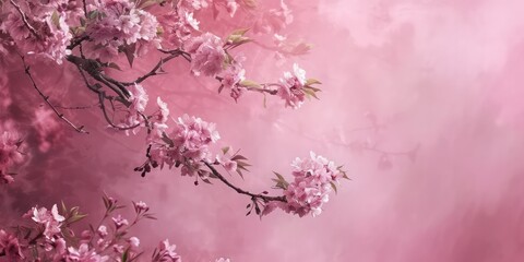 Obraz na płótnie Canvas Pink pastel background with florals, delicate hues caressing the senses like a gentle breeze, soothing and tranquil.
