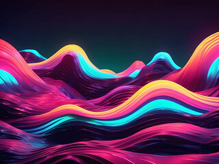 Big Neon Wave Background design, Dynamic particles sound wave flowing over dark design. Blurred lights vector abstract background design. A beautiful wave-shaped array of glowing dots design.