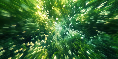 Fototapeta na wymiar Blurred abstract motion background depth, lush green tones.
