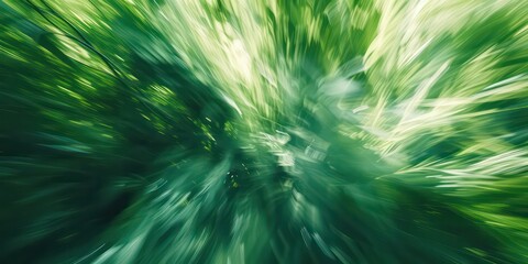 Obraz premium Blurred abstract motion background depth, lush green tones.