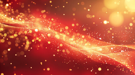 abstract background, gold and red bokeh lights. Generative Ai.