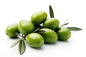 bunch of olives on isolated background - obrazy, fototapety, plakaty