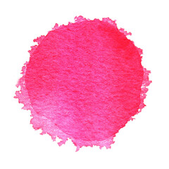 Red, pink, rose watercolor circle isolated on white background. Watercolour hand painted round shape with uneven edges.  - 735715502