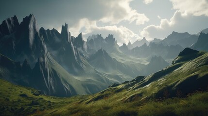 Fototapeta na wymiar panorama of the mountains. Generative AI