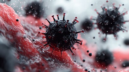 black toxic Virus in human body. 3D rendering