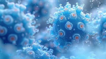 Coronavirus 2019-nCoV in infected organism. 3d render